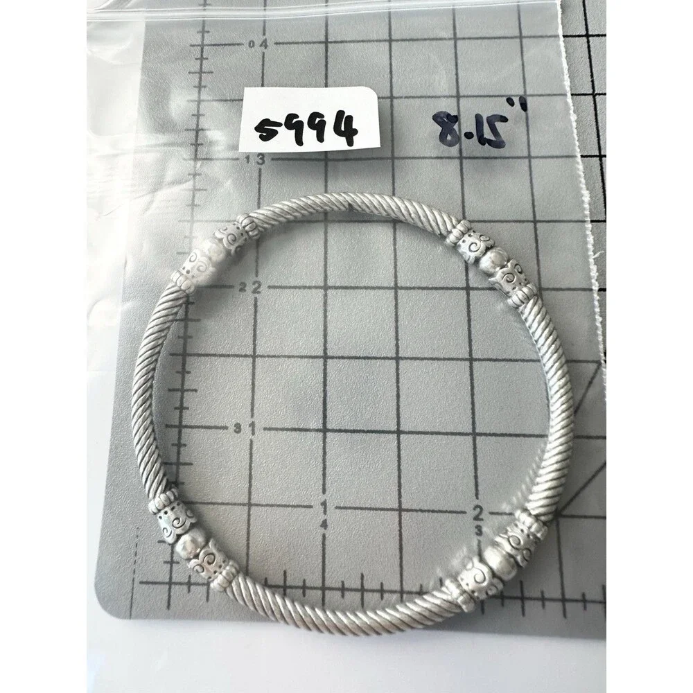 Brighton Cable Bangle Bracelet Silver Plated 8.15”
